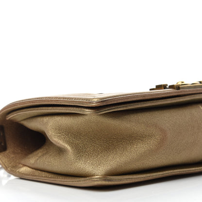 Chanel Metallic Lambskin Medium Golden CC Boy Flap Dark Gold 6 of 12