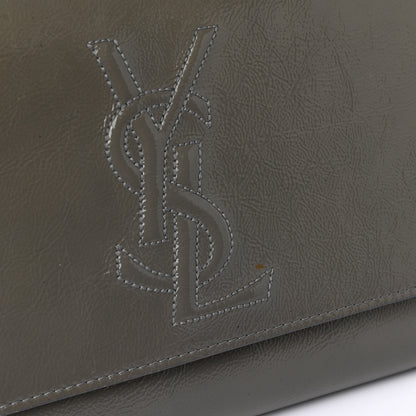 Saint Laurent Textured Patent Monogram Large Belle De Jour Clutch Grey 7 of 7