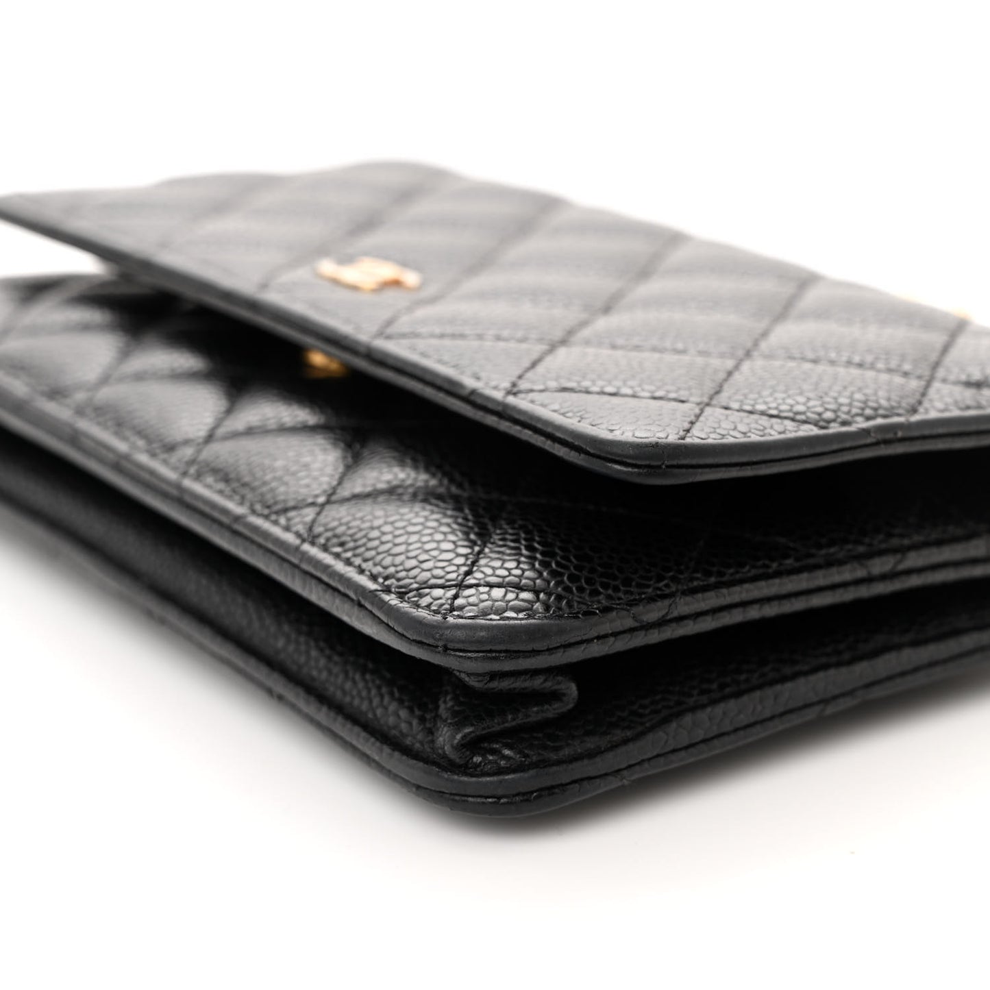 Caviar Quilted Wallet on Chain WOC Black