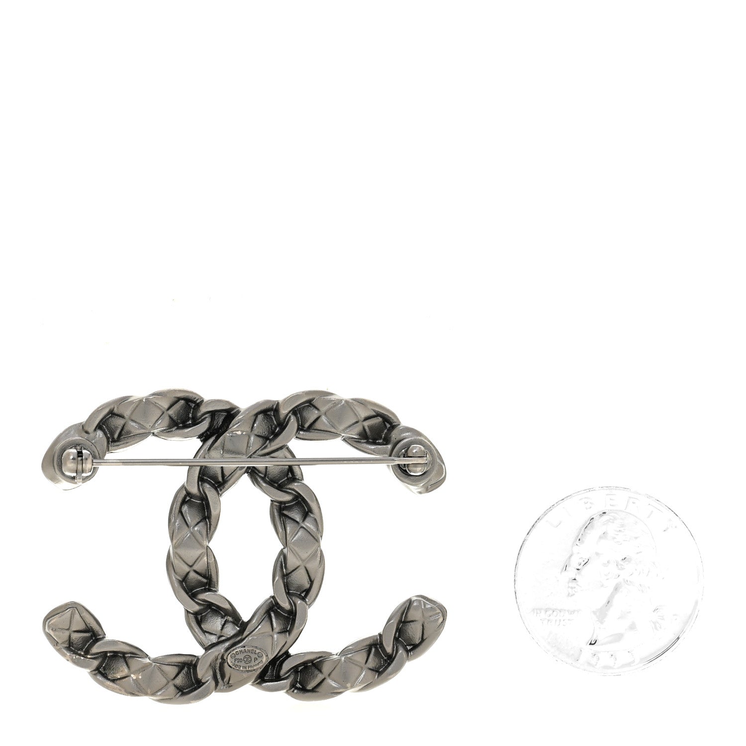 Chanel Quilted CC Brooch Ruthenium 2 of 4