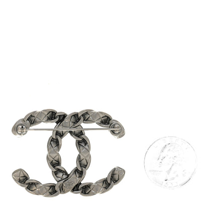Chanel Quilted CC Brooch Ruthenium 2 of 4