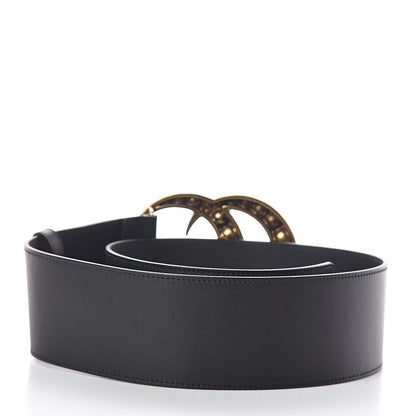 Gucci Moon Calfskin Pearl Double G 70mm Belt 85 34 Black Cream 3 of 7