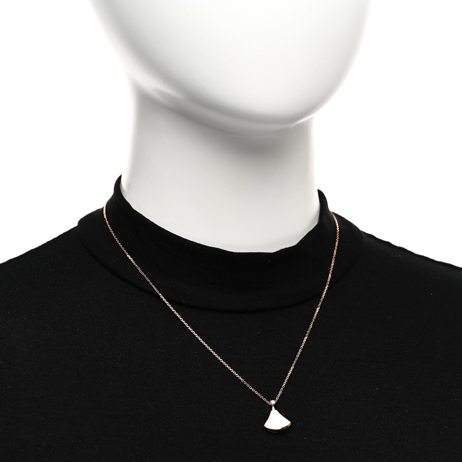 Bulgari 18K Rose Gold Diamond Mother of Pearl Small Divas' Dream Pendant Necklace 2 of 5