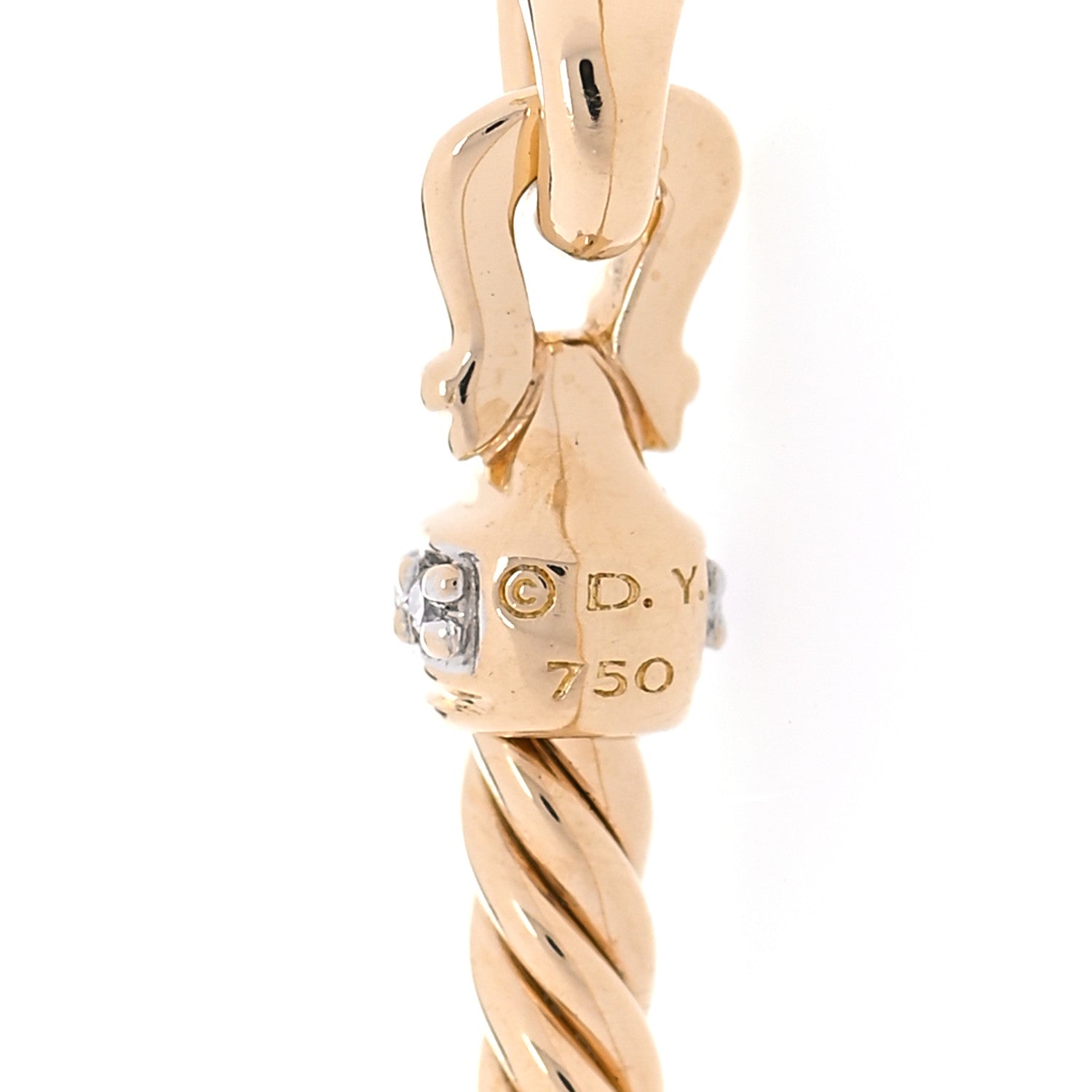 David Yurman 18K Yellow Gold Diamond 2.6mm Cable Collectibles Buckle Bracelet 5 of 6