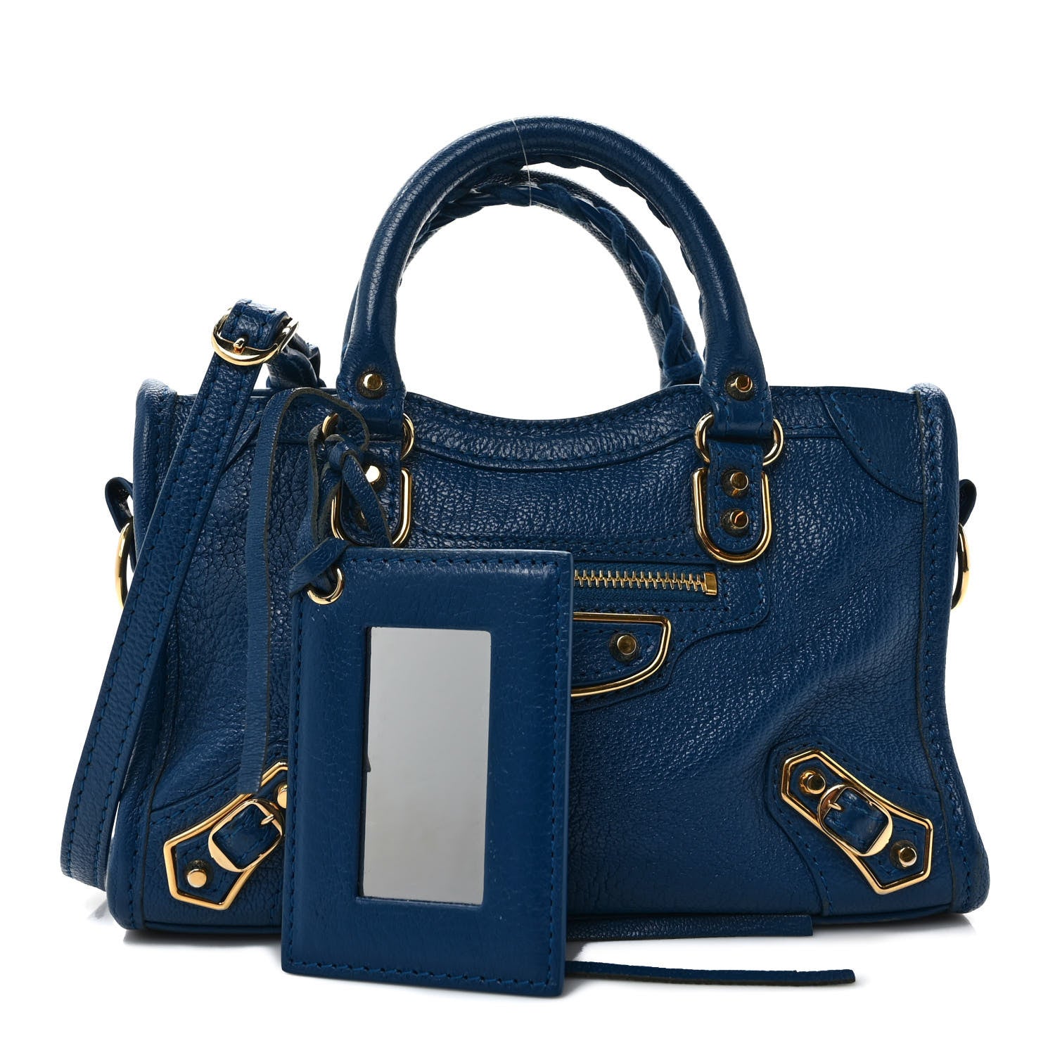 Balenciaga Shiny Goatsking Gold Metallic Edge Hardware Nano City Bleu Abysse 1 of 10