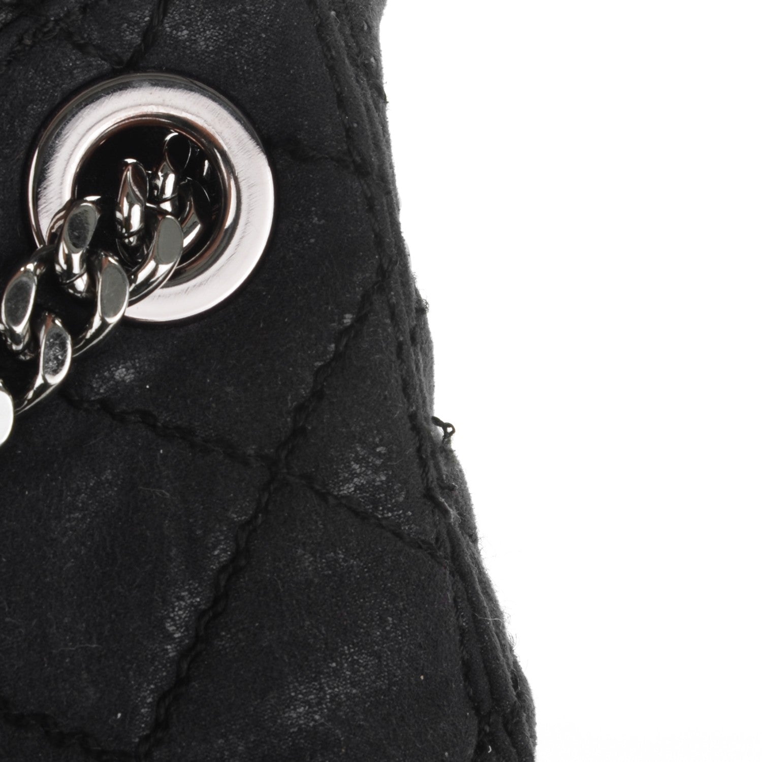 Stella McCartney Quilted Shaggy Deer Large Falabella Bucket Bag Black 5 of 7