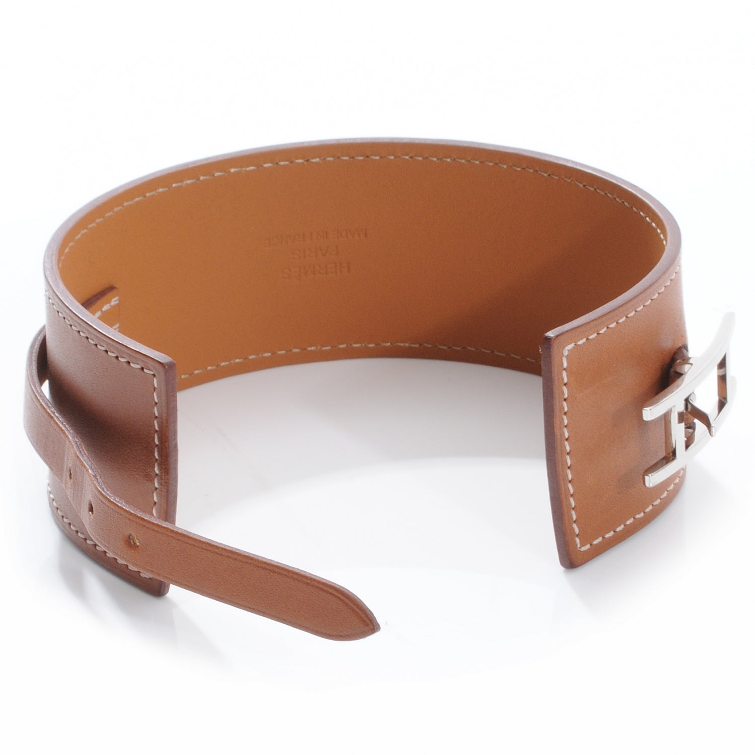 Hermes Natural Barenia Fleuron Bracelet M 5 of 7