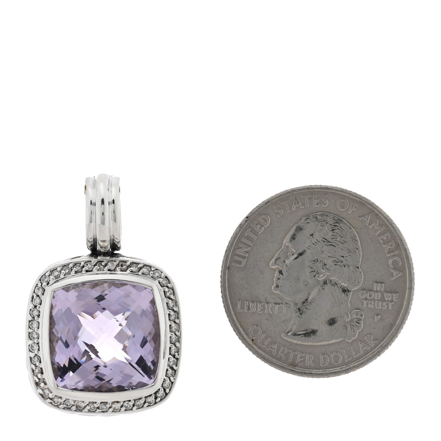 Sterling Silver Diamond Amethyst 14mm Albion Enhancer Pendant