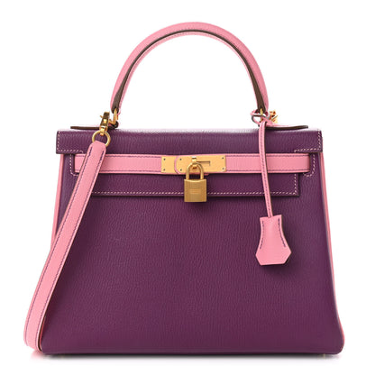 Hermes Chevre Mysore Horseshoe Kelly Retourne 28 Anemone Rose Confetti 1 of 14