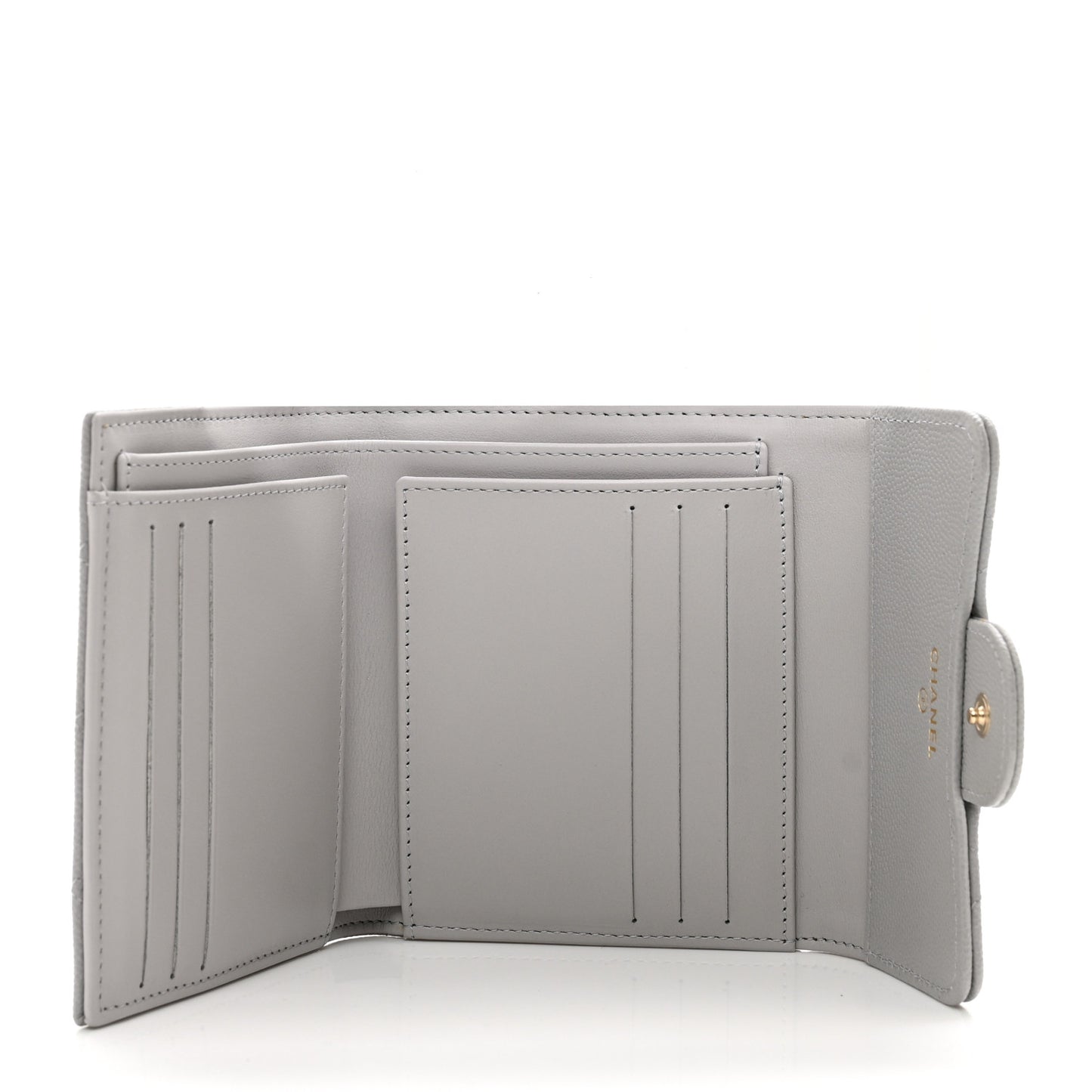 Caviar Quilted Compact Flap Wallet Grey