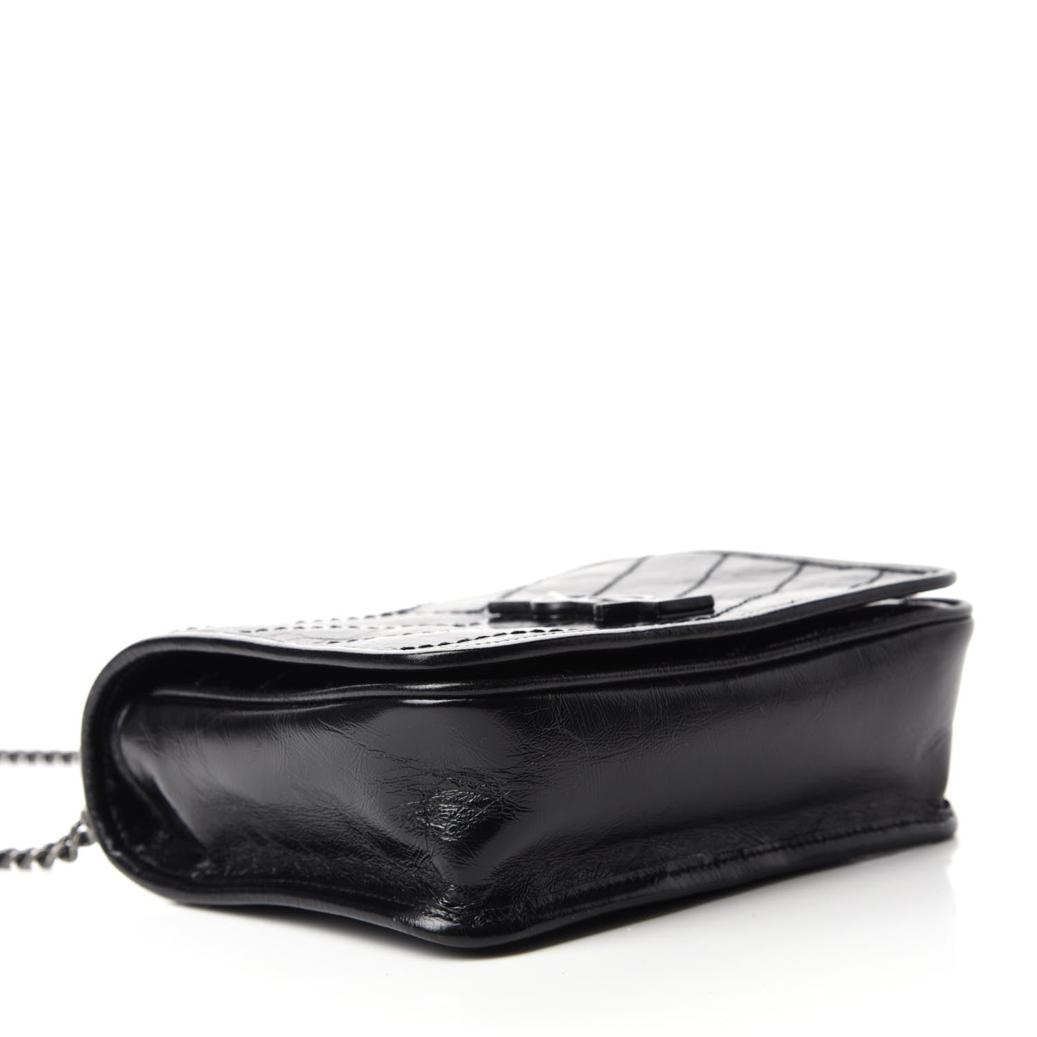 Saint Laurent Crinkled Calfskin Matelasse Monogram Niki Chain Wallet Black 4 of 10