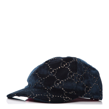 Gucci Velvet GG Monogram Baseball Hat S Blue 1 of 8