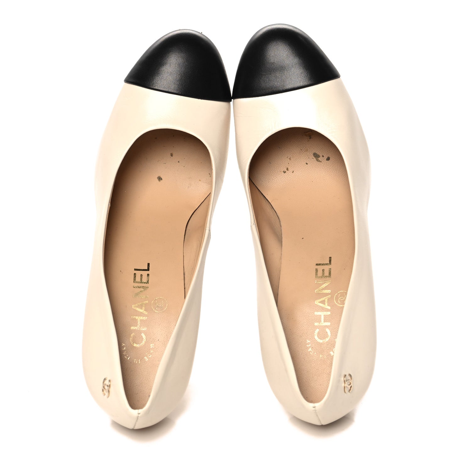 Lambskin Cap Toe Pumps 39 White Black