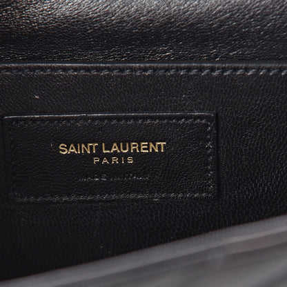 Saint Laurent Lambskin Matelasse Chevron Medium Monogram Satchel Black 5 of 8