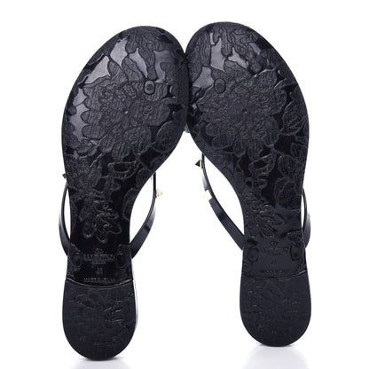 Valentino Garavani PVC Jelly Glitter Rockstud Bow Thong Sandals 41 Black 6 of 10