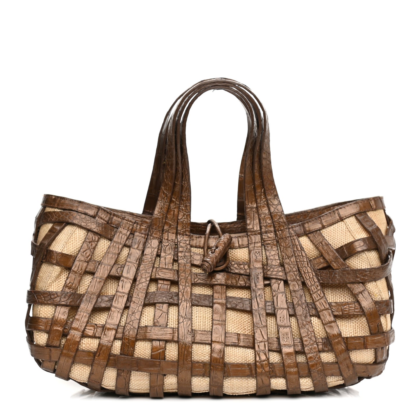 Crocodile Woven Tote Chocolate