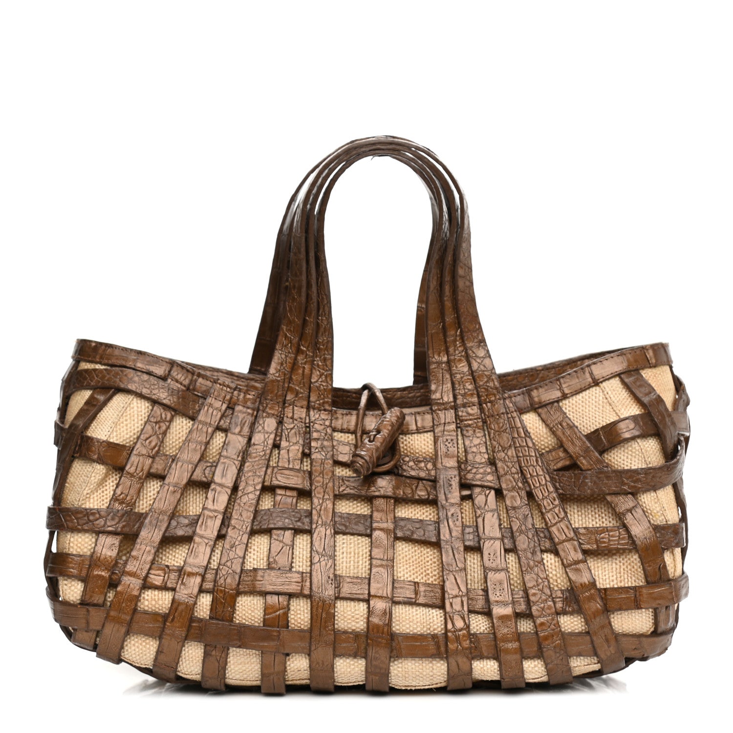 Nancy Gonzalez Crocodile Woven Tote Chocolate 1 of 12
