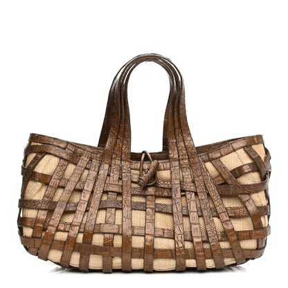 Nancy Gonzalez Crocodile Woven Tote Chocolate 1 of 12