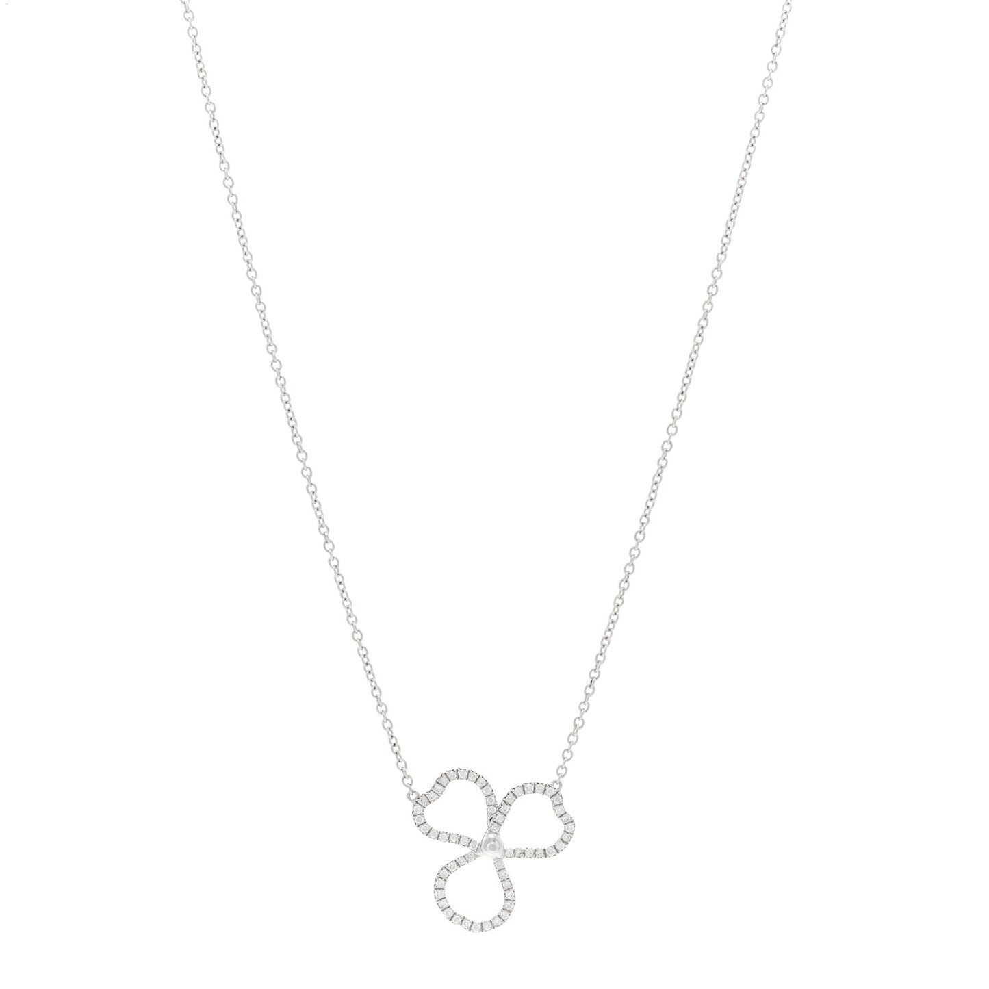Platinum Diamond Small Paper Flowers Pendant Necklace