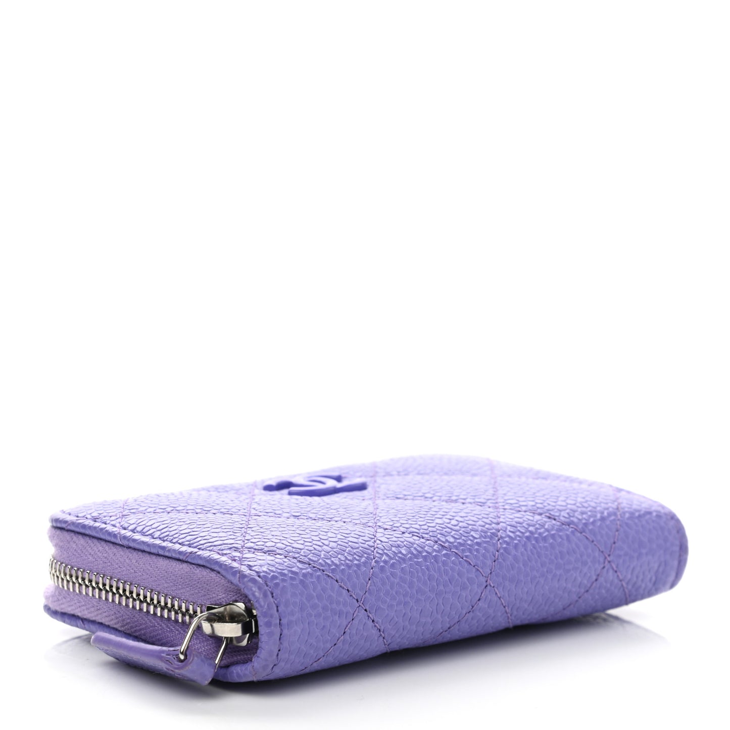 Caviar Quilted Incognito Zip Coin Purse Purple