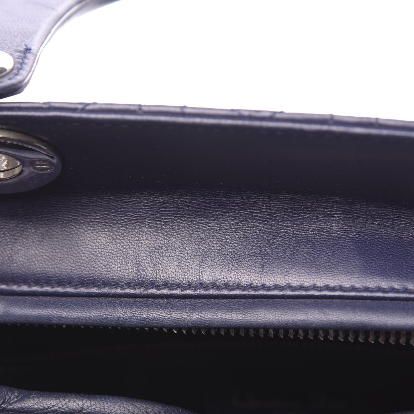 Lambskin Cannage Large Lady Dior Navy Blue