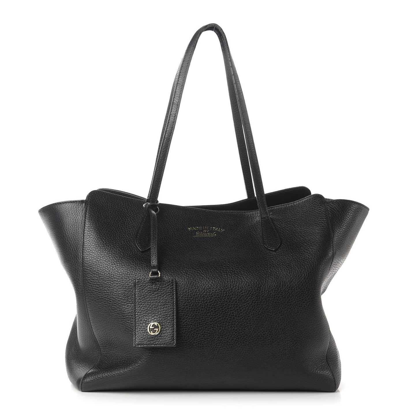 Pebbled Calfskin Medium Swing Tote Black