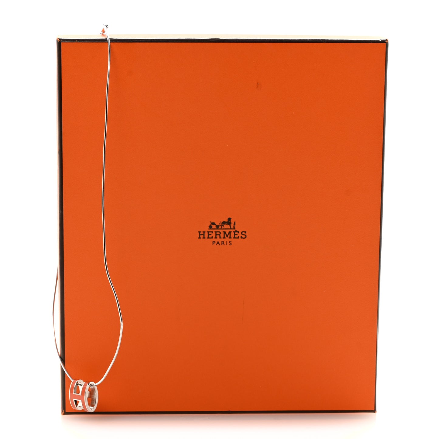 Lacquered Palladium Pop H Pendant Necklace Orange