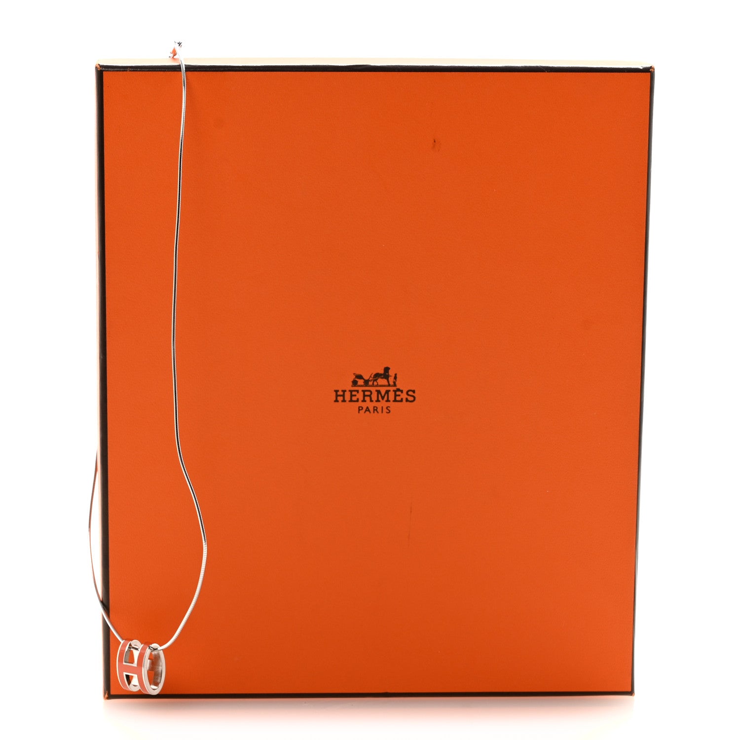 Hermes Lacquered Palladium Pop H Pendant Necklace Orange 7 of 7
