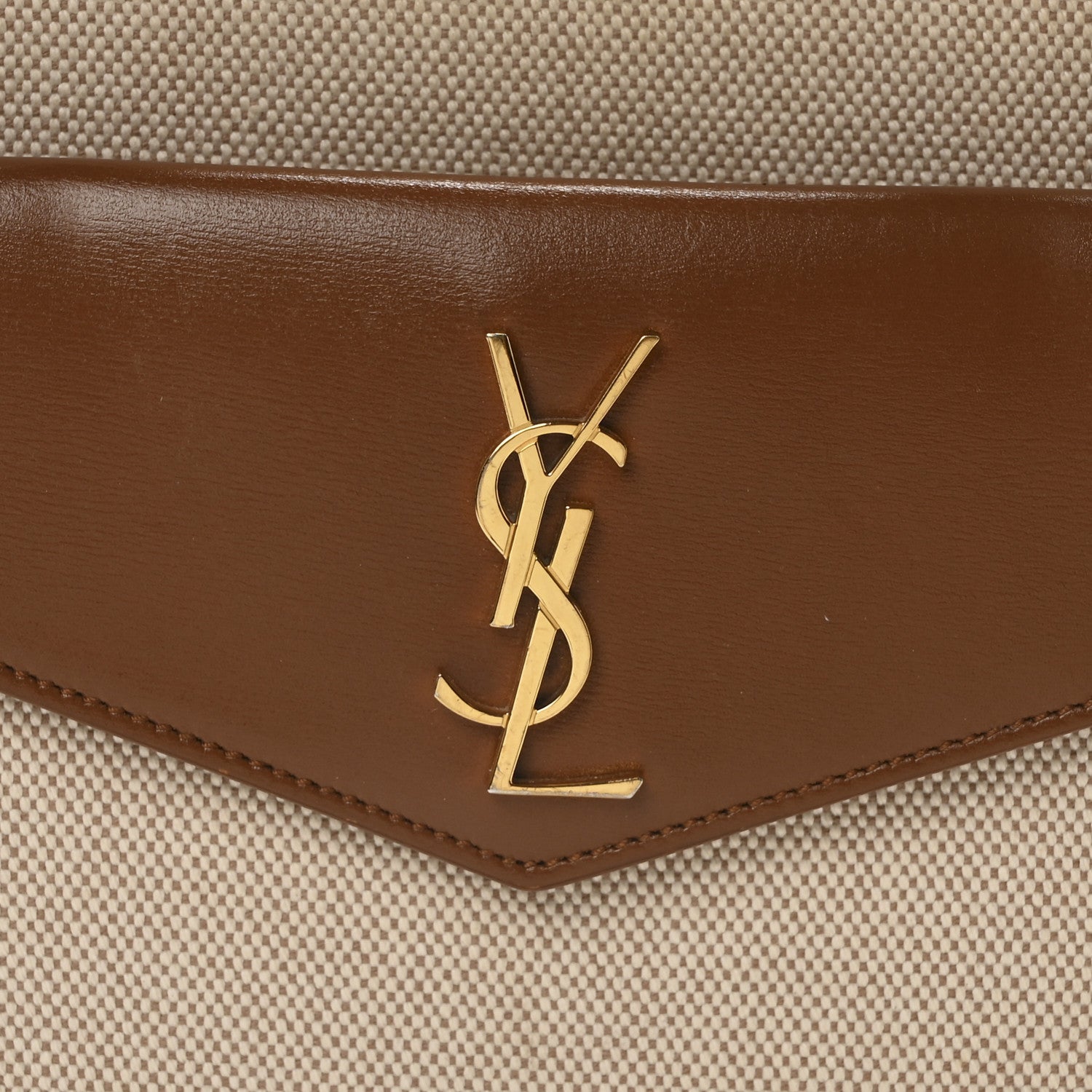 Saint Laurent Canvas Calfskin Small Uptown Tote Brown 8 of 10