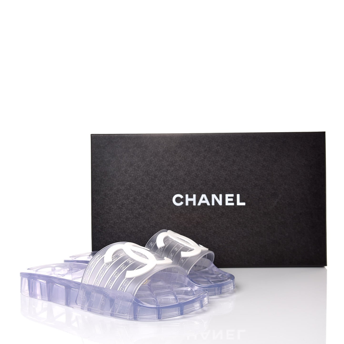 PVC Transparent CC Flat Slide Sandals 36 White