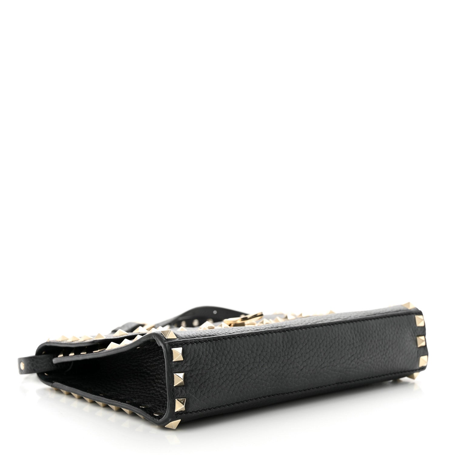 Valentino Garavani VALENTINO GARAVANI Pebbled Calfskin Medium Rockstud Flip Lock Crossbody Bag Black 4 of 10