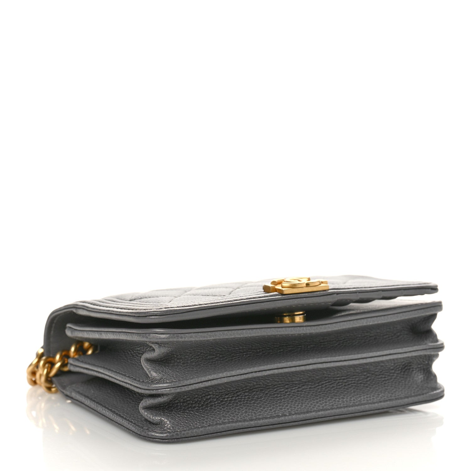 Chanel Caviar Quilted Mini Boy Wallet On Chain WOC Dark Gray 4 of 9