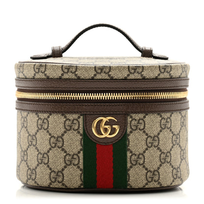 Gucci GG Supreme Monogram Textured Calfskin Web Ophidia Vanity Cosmetic Case Beige Ebony New Acero 1 of 8