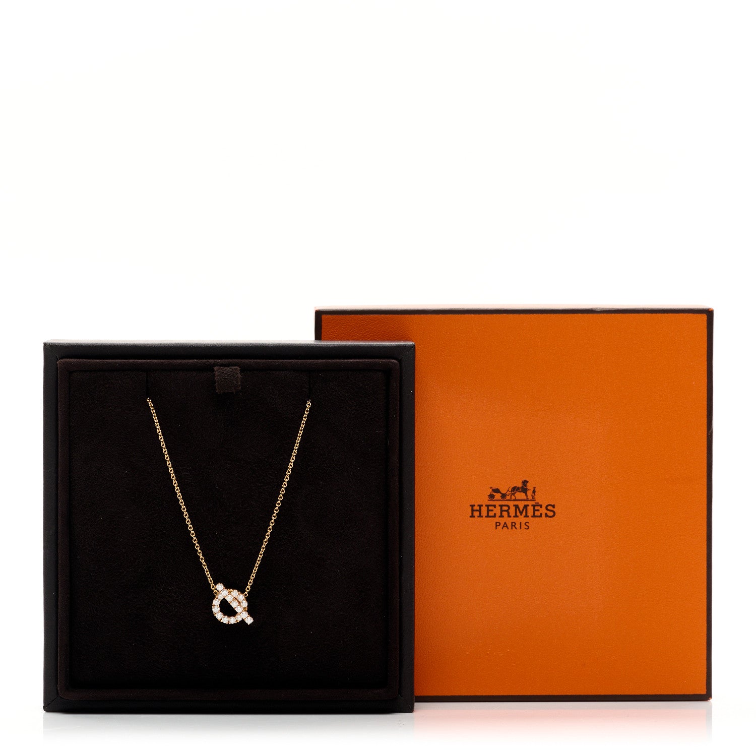 Hermes 18K Rose Gold Diamond Finesse Pendant Necklace 6 of 6