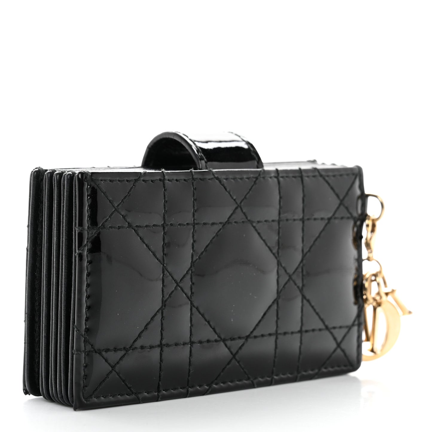 Patent Cannage Lady Dior 5-Gusset Card Holder Black