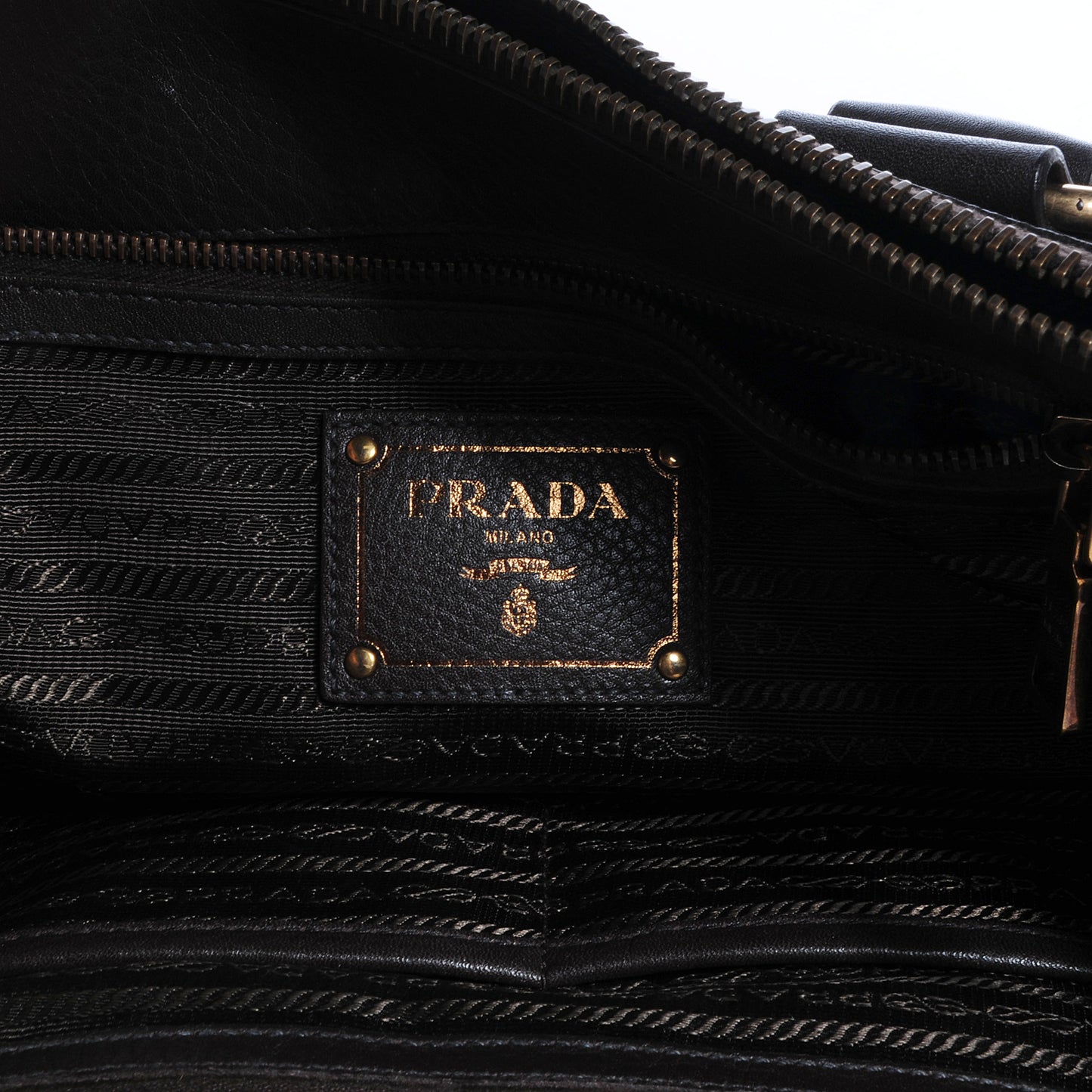 Tessuto Nylon Double Zip Logo Tote Nero Black