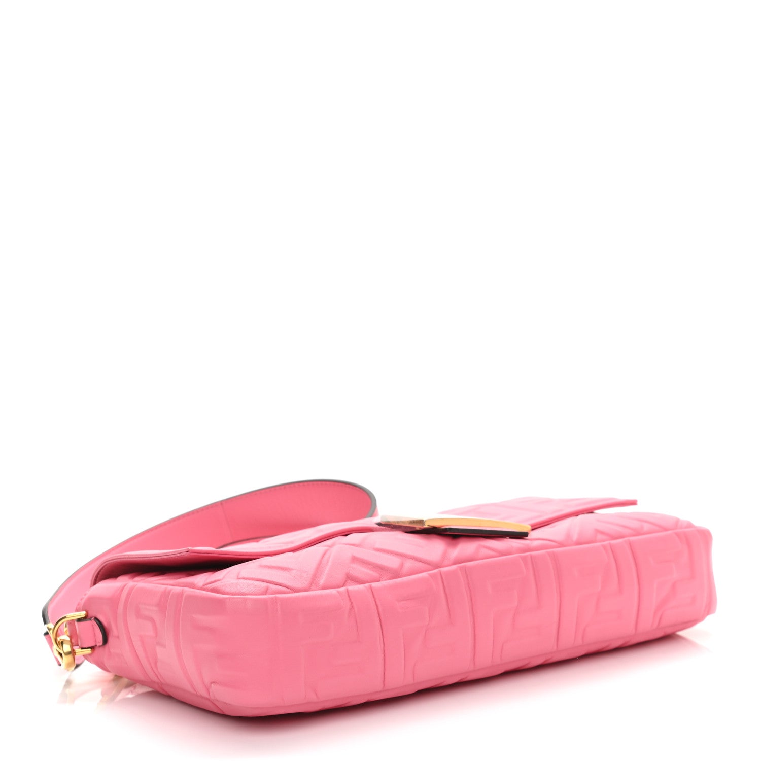 Fendi Nappa FF 1974 Embossed Large Baguette Rosa Fluo 4 of 10