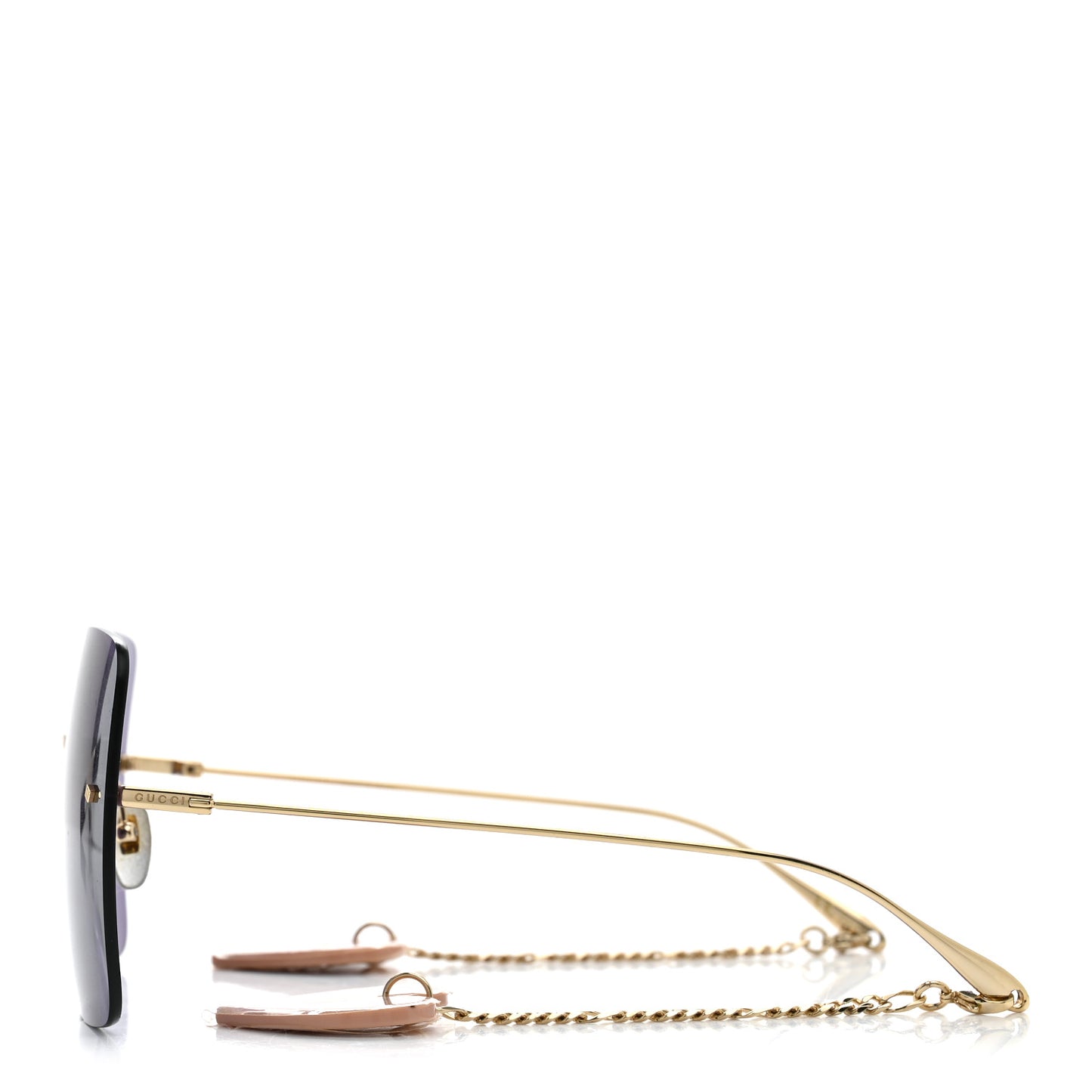 Metal Acetate Detachable Charm Rimless Square Sunglasses GG1147S Black Gold