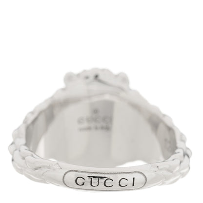 Gucci 18K White Gold Diamond Aquamarine Pave Lion Head Ring 52 6 4 of 5