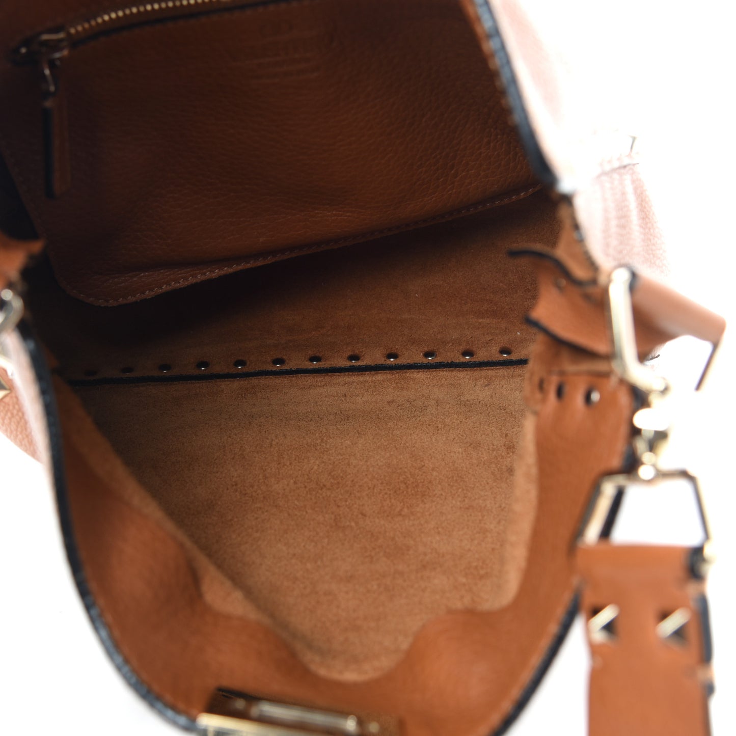 Pebbled Calfskin Small Rockstud Flip-Lock Messenger Bag Light Cuir