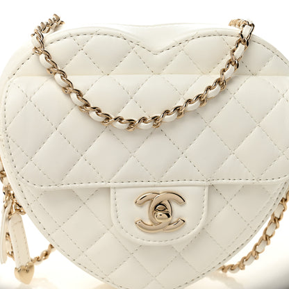 Chanel Lambskin Quilted CC In Love Heart Bag White 9 of 11
