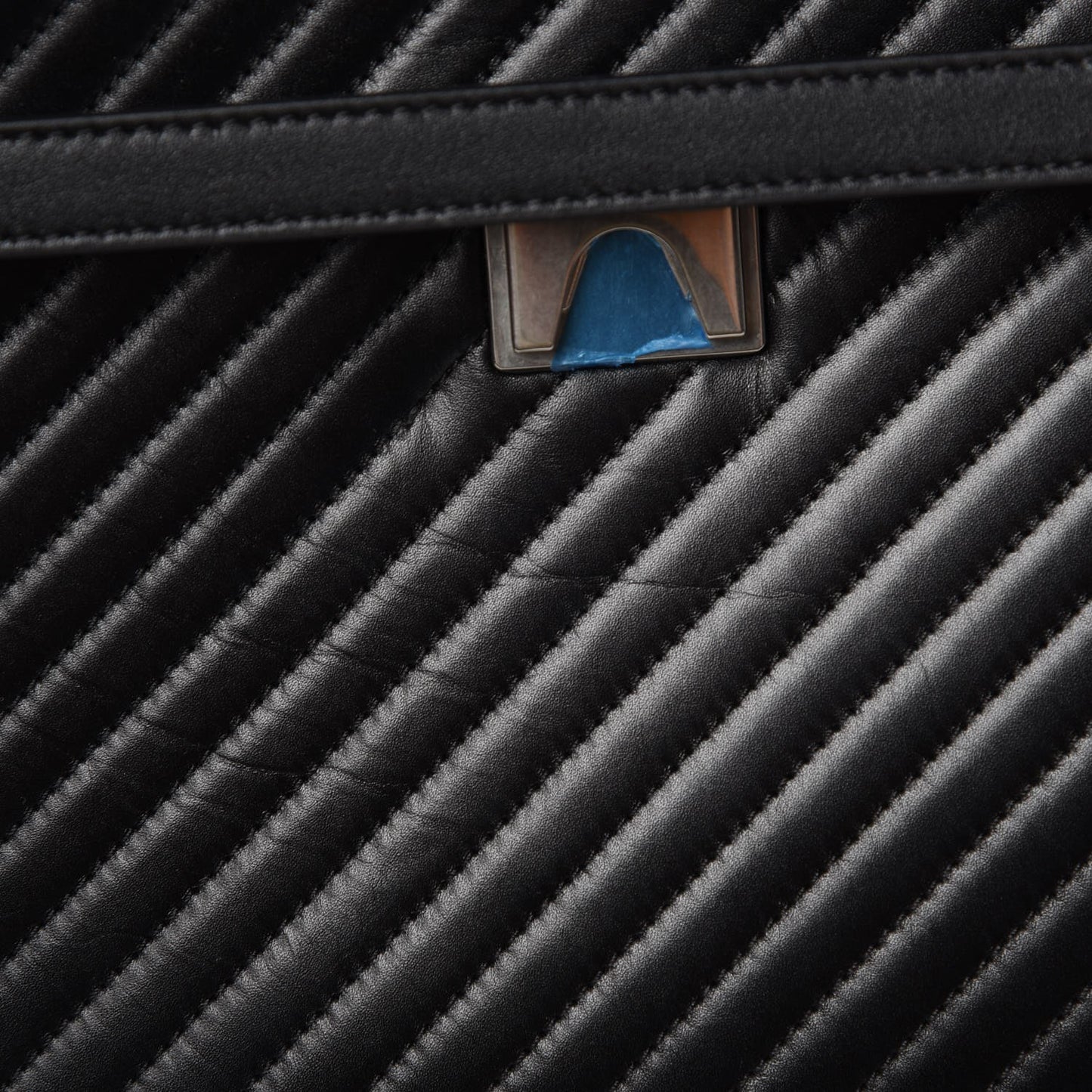 Calfskin Diagonal Quilted Mini Belt Bag Black