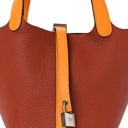 Hermes Taurillon Clemence Swift Picotin 18 PM Cuivre Jaune D'or 8 of 15