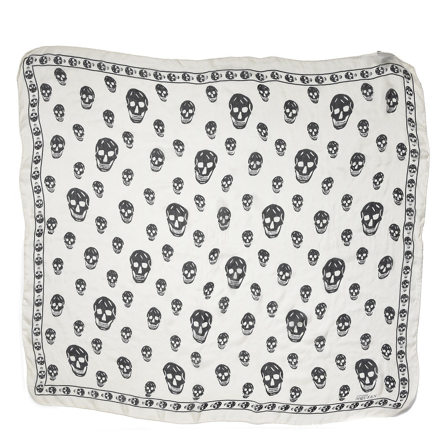 Alexander McQueen Silk Chiffon Skull Scarf Ivory Black 3 of 14