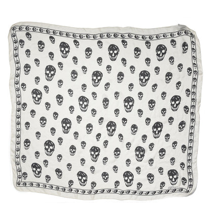 Alexander McQueen Silk Chiffon Skull Scarf Ivory Black 3 of 14