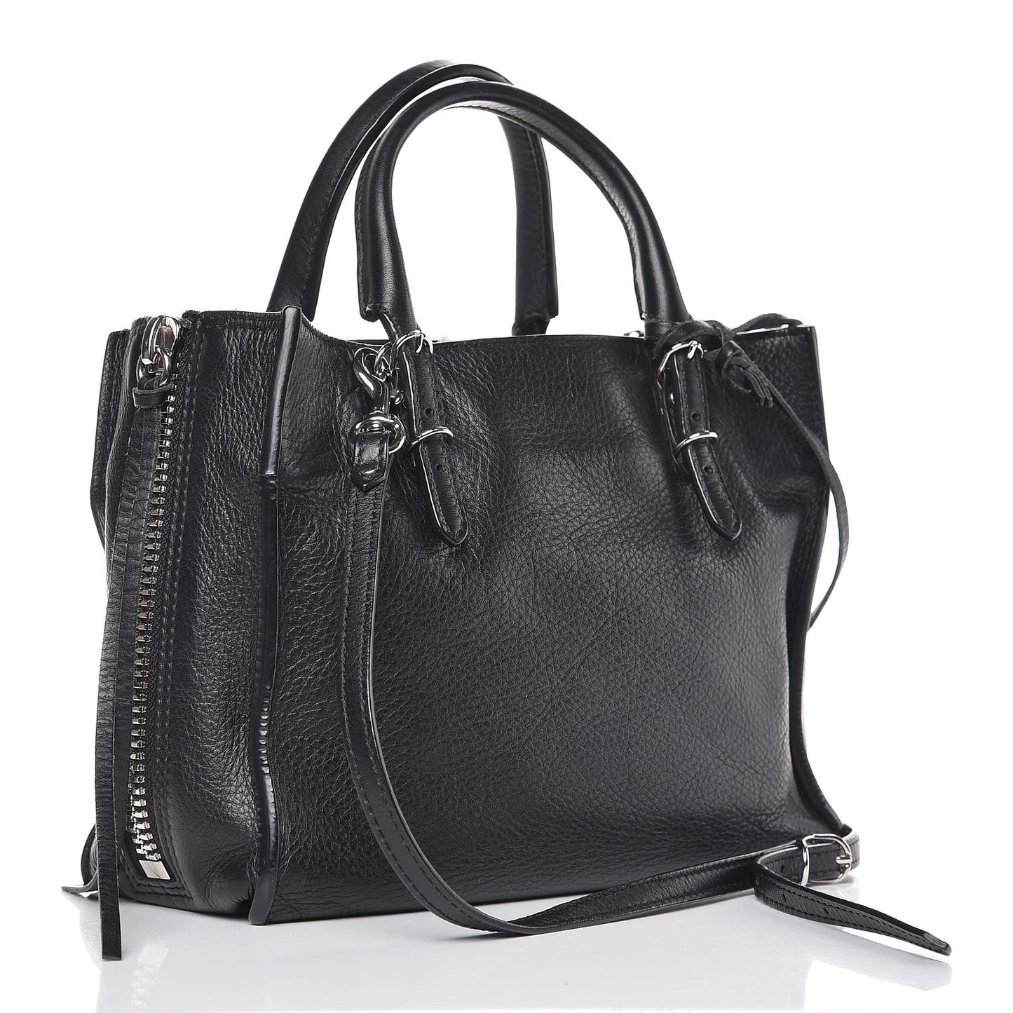 Grained Calfskin Papier Mini A4 Zip Around Tote Black