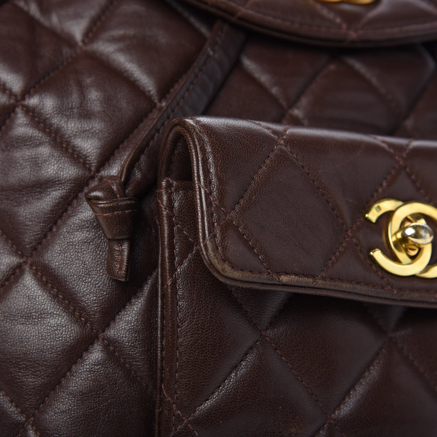 Chanel Lambskin Quilted Backpack Brown 11 of 16