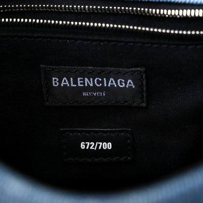 Balenciaga Denim Patchwork Small Hourglass Top Handle Bag Washed Blue 6 of 10