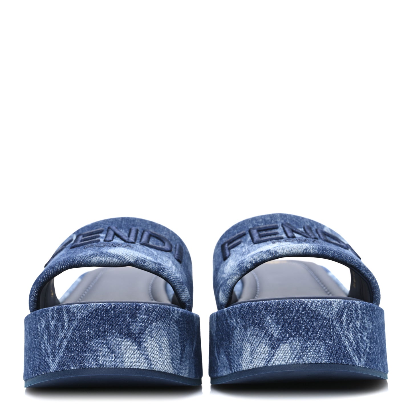 Denim Sea Garden Logo Sunshine Flatform Slide Sandals 38.5 Blue Medium Dark Blue