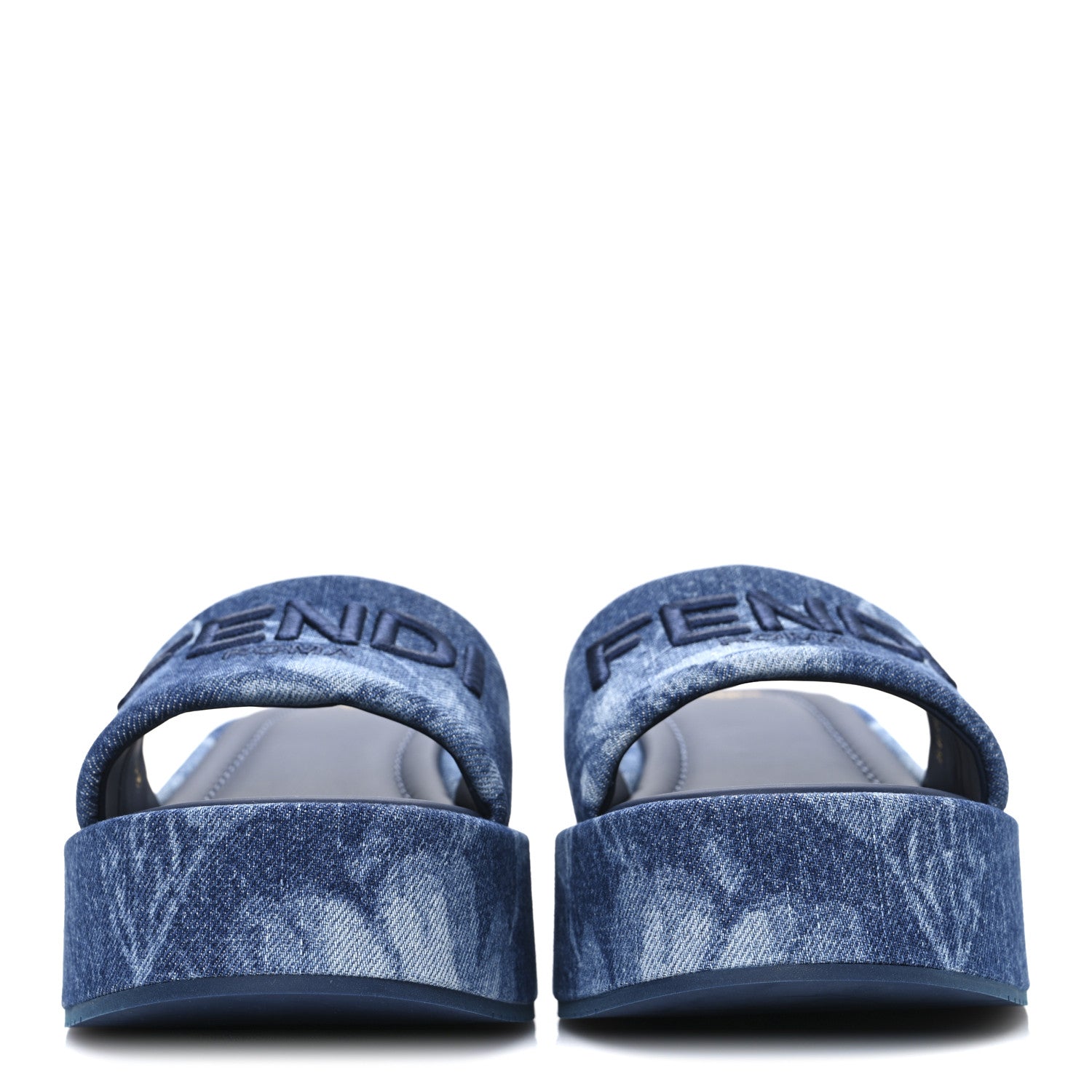 Fendi Denim Sea Garden Logo Sunshine Flatform Slide Sandals 38.5 Blue Medium Dark Blue 3 of 11